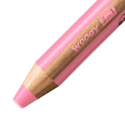 Multi-Talented Pencil - STABILO woody 3 in 1 - Pack of 5 - Pink - color: Pink