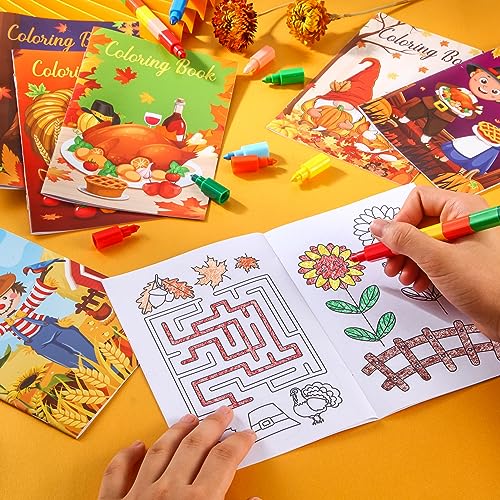 BenLouis 24 Thanksgiving Mini Coloring Books with 24 Crayons for Kids Bulk - style: Thanksgiving