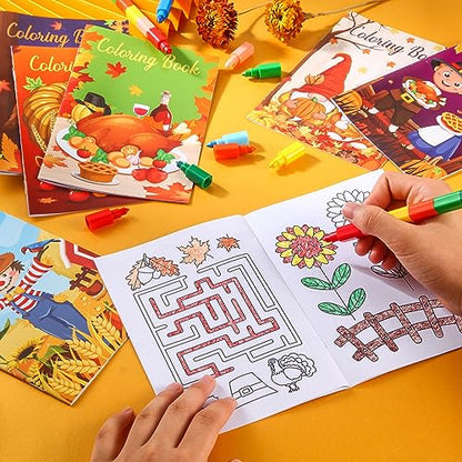 BenLouis 24 Thanksgiving Mini Coloring Books with 24 Crayons for Kids Bulk - style: Thanksgiving
