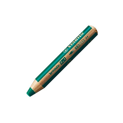 STABILO Multi-talented Pencil woody 3-in-1 - Single Pencil - Dark Green - color: Dark Green, size: 1 Count (Pack of 1)