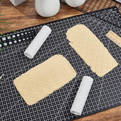 Flower Pattern Clay Texture Roller Plastic Column Pottery Tools Floral Texture Roller Stamps for Earrings Making Handmade Jewelry Crafting DIY Projects Home Accessories