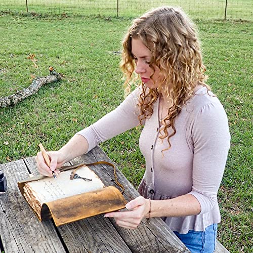 LEATHER VILLAGE Leatherbound Notebook Journal Key Lock, Black 8x6. - color: Starless Black, size: 8"X6"