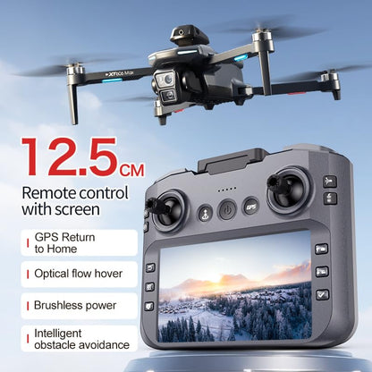 GPS Drone with HD Dual Camera, Brushless Motor & 5 Inch Screen Remote, EIS Anti-Shake Gimbal, Obstacle Avoidance & Optical Flow Positioning, under 250g Lightweight XT606 FPV Drone for Beginners Adults
