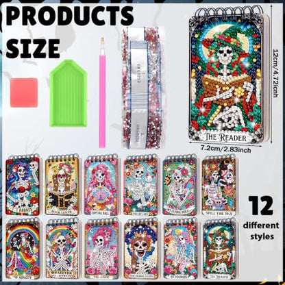 Fuyoooo 12 Pcs Skull Diamond Art Notebook Kits for Adults - style: Skull