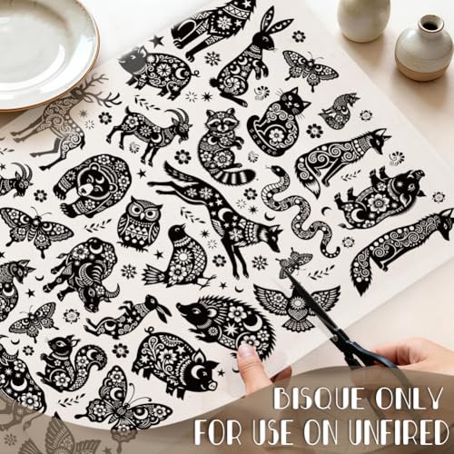 EVERJOYCRAFT 4pcs Underglaze Transfers for Pottery Animal Ceramic Decal - color: Animal Floral