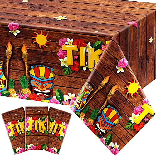 Frienda 3 Pcs Tiki Tablecloth Luau Table Cover Hawaiian Decor, Retro Style - style: Retro