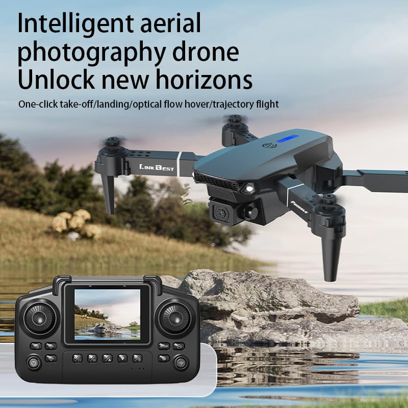 E88 Nova 2.4Inch Screen Remote Control Drone with 5G HD Real-Time Transmission, Foldable Quadcopter with 360° Roll, Barometric Altitude Hold, Dual Camera Switching, Trajectory Flight, Long Battery Life, Ideal for Beginners and Adults
