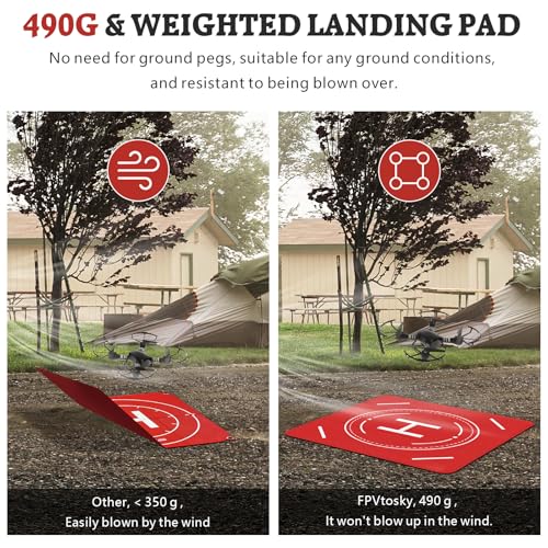 FPVtosky Nighttime Reflective Drone Landing Pad, Fast-fold Double Sided Waterproof Landig Pad Weighted for DJI Lito X1/Mini 5 Pro/ 4/3 Pro/Mini 4k / Mavic 4 / Air 3s/ Avata 2/ Neo/Flip - size: 20 in