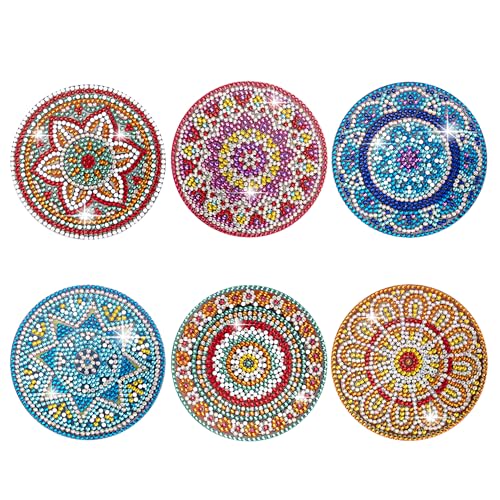 Temlum 6 Pcs Diamond Art Coasters Kits for Adults & Teens, Mandala - color: Mandala Coasters