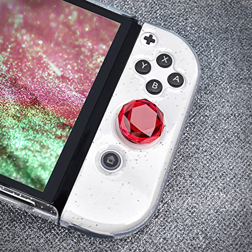DLseego Diamond 3D Thumb Grips Caps Design for Switch & Switch Lite & Switch OLED Joy Con Crystal Clear Console Joystick Cover 4PCS - Clear and Red - color: Clear and Red, size: Switch/OLED/Lite