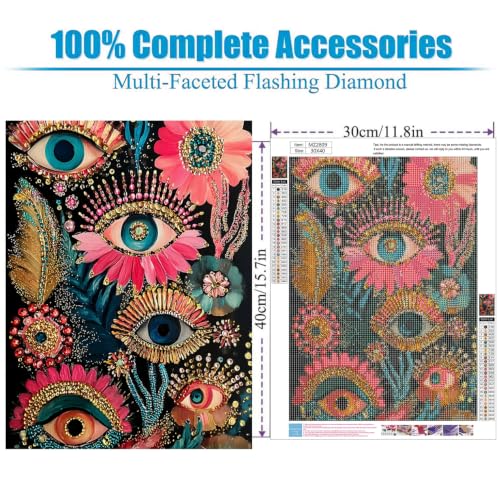 Lophomie Diamond Art Kits for Adults, 5D Evil Eye Diamond Painting Kits - color: Evil Eye Diamond Art, size: 12x16in (30x40cm)