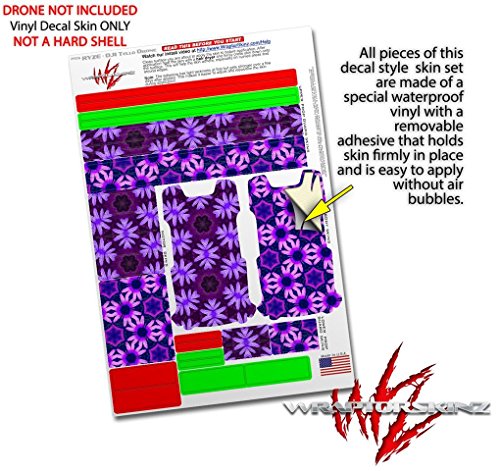 Skin Decal Wrap 2 Pack Compatible with DJI Ryze Tello Abstract Floral Purple Drone NOT Included