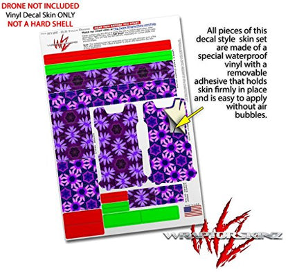 Skin Decal Wrap 2 Pack Compatible with DJI Ryze Tello Abstract Floral Purple Drone NOT Included