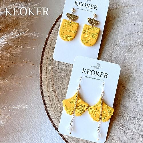 Keoker Polymer Clay Texture Sheets for Fall, Ginkgo Leaf Clay Texture Mat for Making Earrings Jewerly, Polymer Clay Earrings Tools (Fall Texture Sheet 1) - color: Fall texture sheet 1