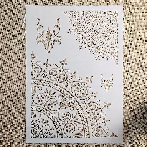 TIAMECH A4 Reusable Mandala 1/4 Wheel Stencil for Painting - style: Mandala Wheel