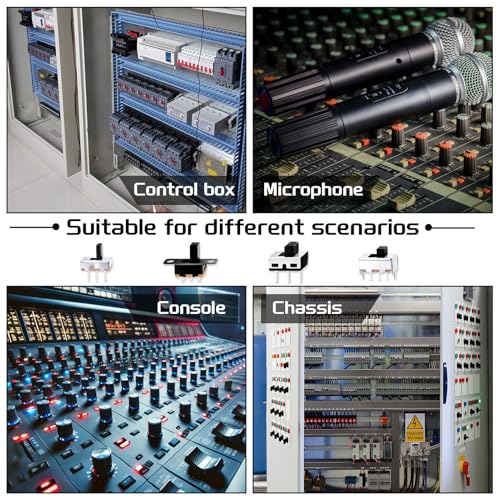 VEXUNGA Slide Switch Set Mini Micro Slide Switches SPDT 1p2t Small Toggle Switch Vertical Panel Mount ON Off 2Position 3Pin SS12F15 SS12F15VG6 SS12D00G SS12F44 SS12D10 (80Pcs)