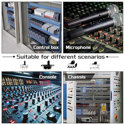 VEXUNGA Slide Switch Set Mini Micro Slide Switches SPDT 1p2t Small Toggle Switch Vertical Panel Mount ON Off 2Position 3Pin SS12F15 SS12F15VG6 SS12D00G SS12F44 SS12D10 (80Pcs)