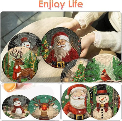 ijbnhd Christmas Diamond Art Coasters Kit, 8 PCS, 4X4inch - color: Christmas-5
