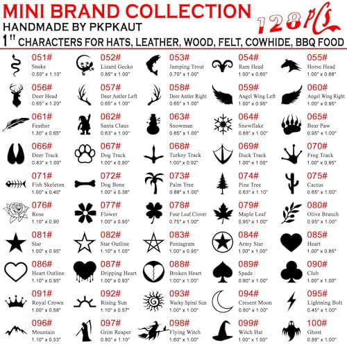 128Pcs 1" Custom Branding Iron for Wood, Leather Branding Stamp Kit - size: 128PCS 1" Assorted Characters Full Set