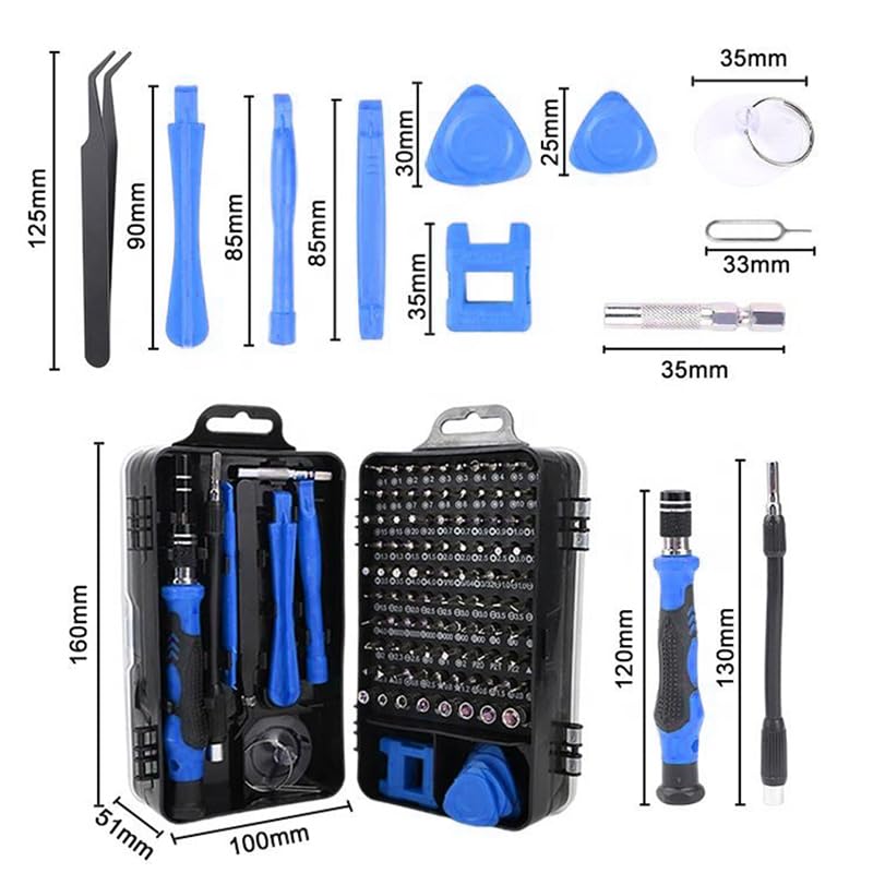 115 in 1 Precision Screwdriver Set, Mini Professional Magnetic Repair Tool Kit, Multi functional Small Screwdriver for Macbook, Phone, PC Computer, Watch, Game Console, Electronic Repair(Blue)