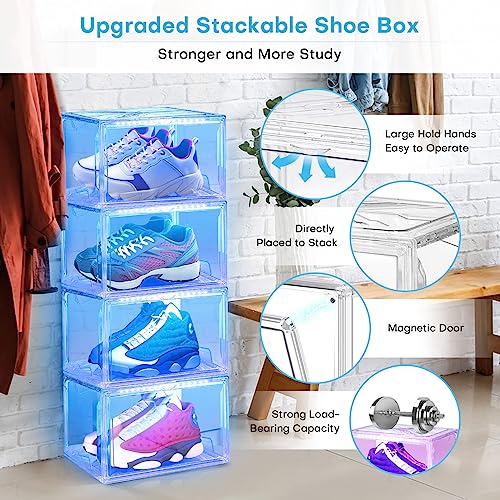 Oltraman LED Smart Shoe Boxes Display Case, Stackable Storage Organizers - color: Clear