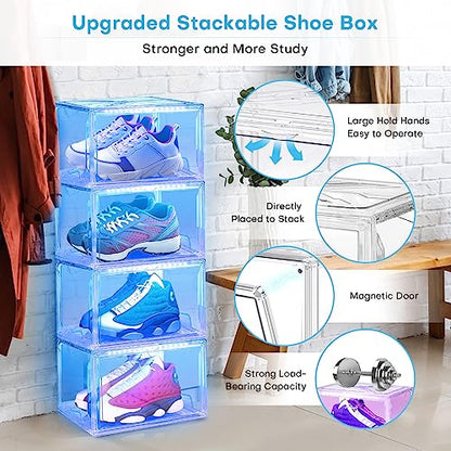 Oltraman LED Smart Shoe Boxes Display Case, Stackable Storage Organizers - color: Clear