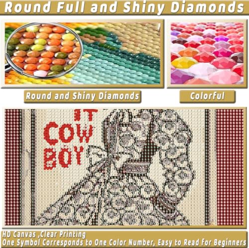 Cool It Cow Boy Diamond Art Kits for Adults Diamond Painting Kit Beginner - color: DP04904