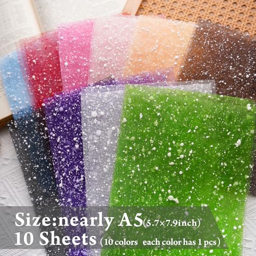 Colorful Textured Fabric Paper(snowy mesh, Close to A5 size) - color: snowy mesh