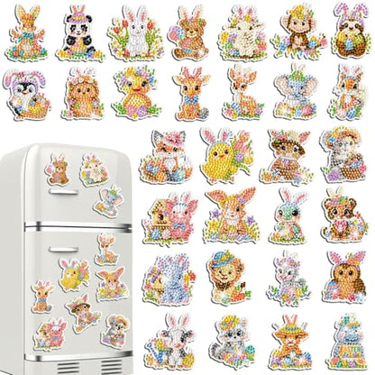 Xuhal 30 Pcs Easter Diamond Painting Magnets Diamond Art Kits for Adults - color: Easter