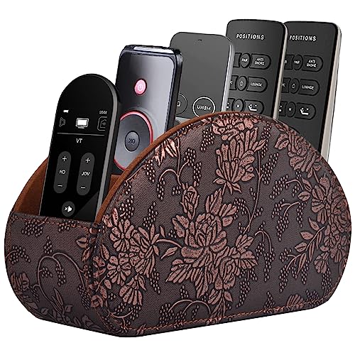 Leather Remote Control Holder TV Remote Caddy Store Box, Bedside Table Organizer for Controller, Media Player, Brush, Glasses, Note Paper and Pen Storage(Retro) - color: Retro