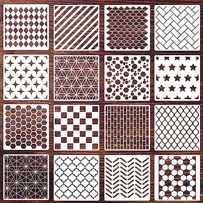 Geometric Stencils for Painting 6" Checkered Honeycomb Stencil - style: Geometric