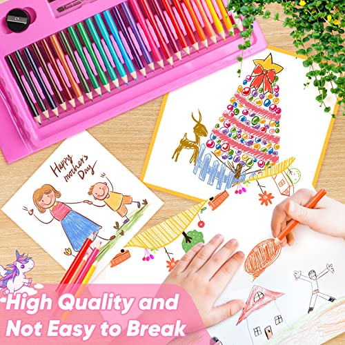 Soucolor 283Pcs Art Supplies Drawing Set Easel Pads Coloring School Gift - color: Pink