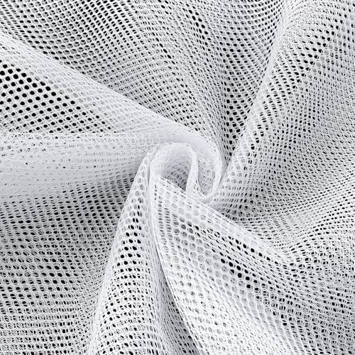 63 x 59 Inch White Mesh Fabric, Slightly Stretch Mesh Fabric Cuttable Netting Fabrics Meshes for Sewing Projects Shopping Bag Backpack Pocket Straps and Netting Clothes