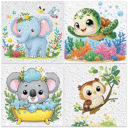 GIFOHAPY 4 Pack Diamond Art Kits, 5D Animal Diamond Painting for Beginners - color: White