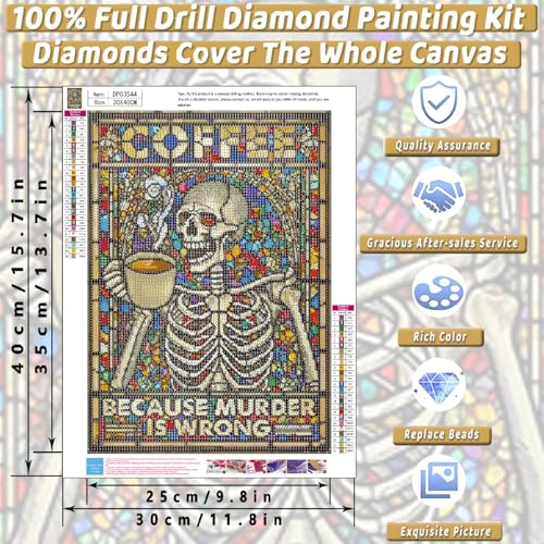 Skull Diamond Art Kits for Adults Funny Diamond Painting Kit for Beginner - color: DP03544