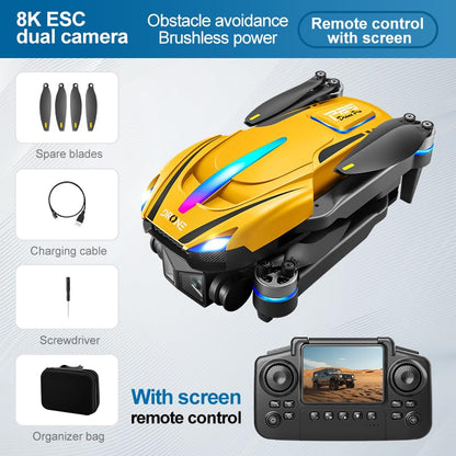 Drone with Camera 1080P HD, Brushless motor FPV Foldable Drone for Adults ，One-Key Take Off/Landing, Intelligent obstacle avoidance，360° Flips, Headless Mode，Optical Flow Positioning