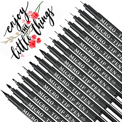 Tebik 16 Pack Calligraphy Pens, Hand Lettering Pens, Brush Markers Black Ink for Beginners Writing, Lettering, Journaling, Art Drawing, Signature, Illustrations and Office School Supplies