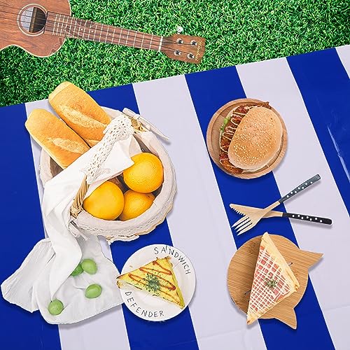 Kesfey Blue Striped Tablecloth Picnic Horizontal Stripe Table Cover 3 Packs - color: Blue Horizontal Striped