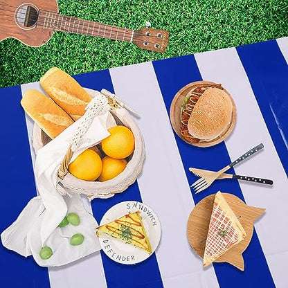 Kesfey Blue Striped Tablecloth Picnic Horizontal Stripe Table Cover 3 Packs - color: Blue Horizontal Striped