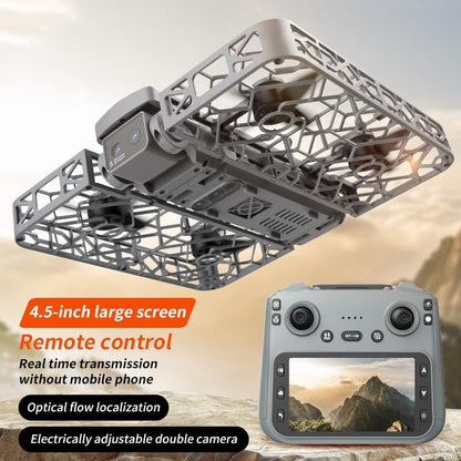 Drone with Camera, Foldable Full Propeller Guard Indoor Drones for Adults - color: Grey + 2 batteries