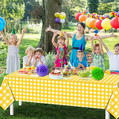 3 Pcs Yellow Gingham Tablecloths, Checkered Party Table Covers 54x108 Inch - color: Yellow