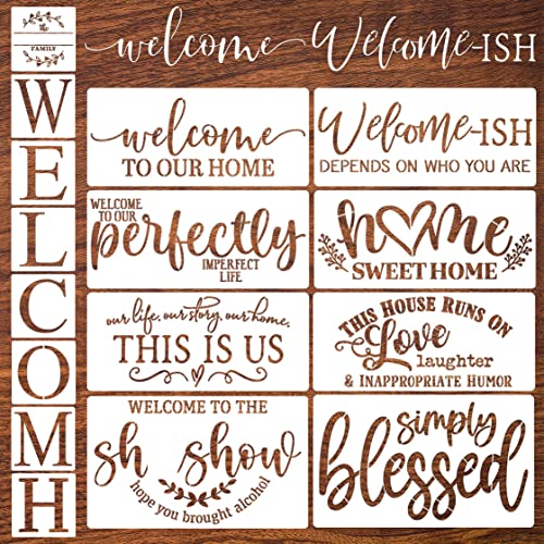 Welcome Stencils for Painting on Wood Sign - style: Home