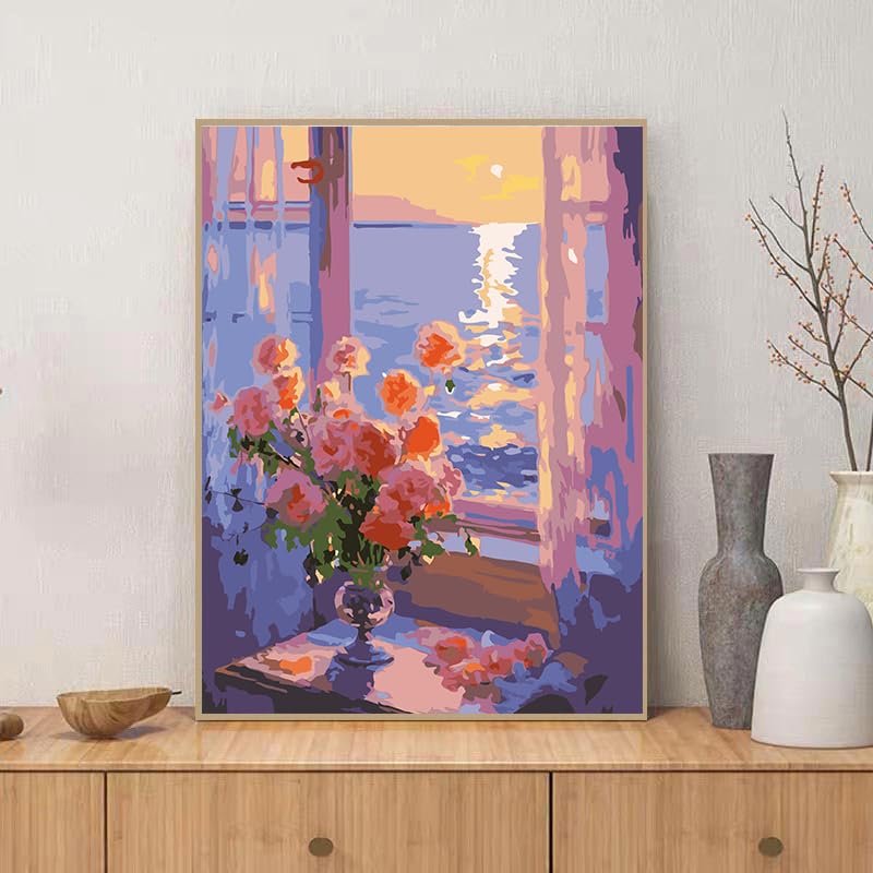 ZRIZQ Paint by Numbers Kit for Adults Beginner,Flowers Landscapes,16x20 - color: 16"X20"Rolled Canvas-Flowers 2
