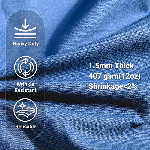 12oz Heavy Duty Cotton Canvas Fabric, Thickend Cotton Duck Cloth, 3 Yard - color: Blue, size: 3 Yards Pre-cut