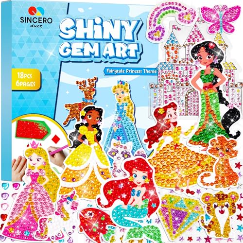 sinceroduct Diamond Art Kits for Kids, Princess Animals and Keychains - color: Gem Art Kit
