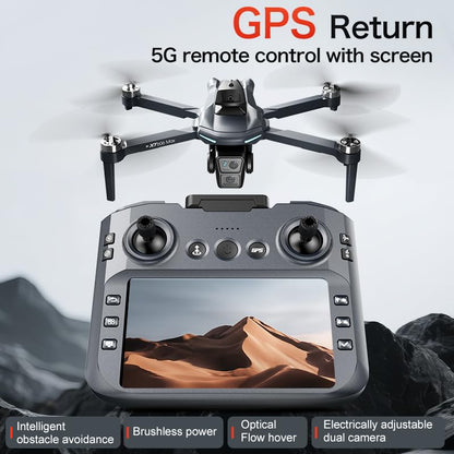 XT606 GPS Drone with Camera for Adults 4K EIS, Drone with 4.3" HD Screen - color: XT606-3BATTERY