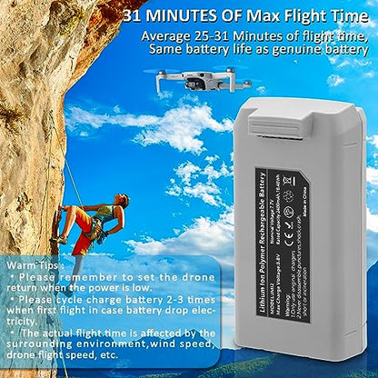 COOLSHOW 2-Pack 2400mAh Intelligent Flight Battery Rechargeable Compatible with DJI Mini 2/2 SE/SE/Mini 4K Drone,31 Mins Max Flight Time - size: 2 Batteries
