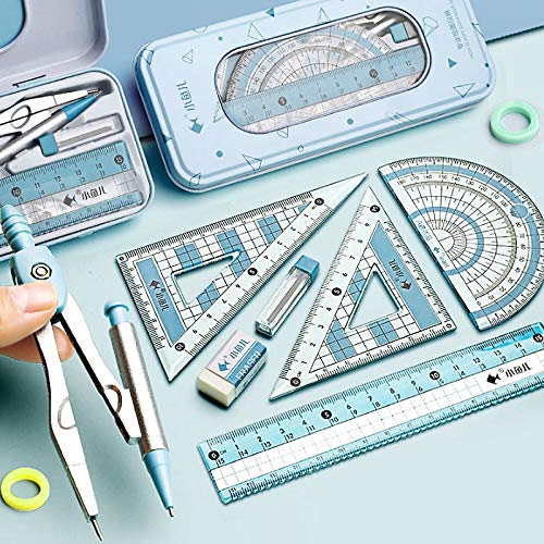 Adela 8 Pieces Student Math Geometry Tool Set Drawing Compass (05064Blue) - color: 05064blue