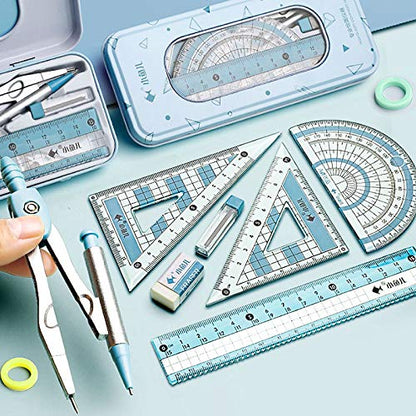 Adela 8 Pieces Student Math Geometry Tool Set Drawing Compass (05064Blue) - color: 05064blue