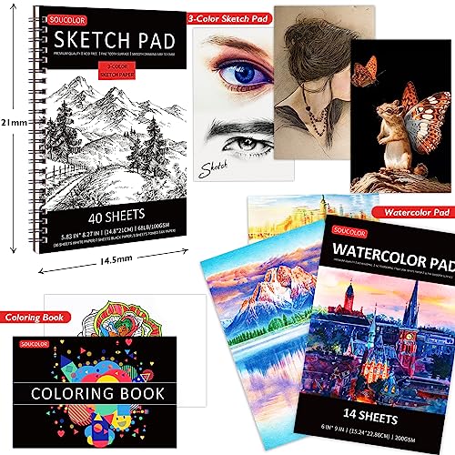 Soucolor 76 Pcs Art Supplies Drawing Kit,Sketch Pencils Set Adults Gift